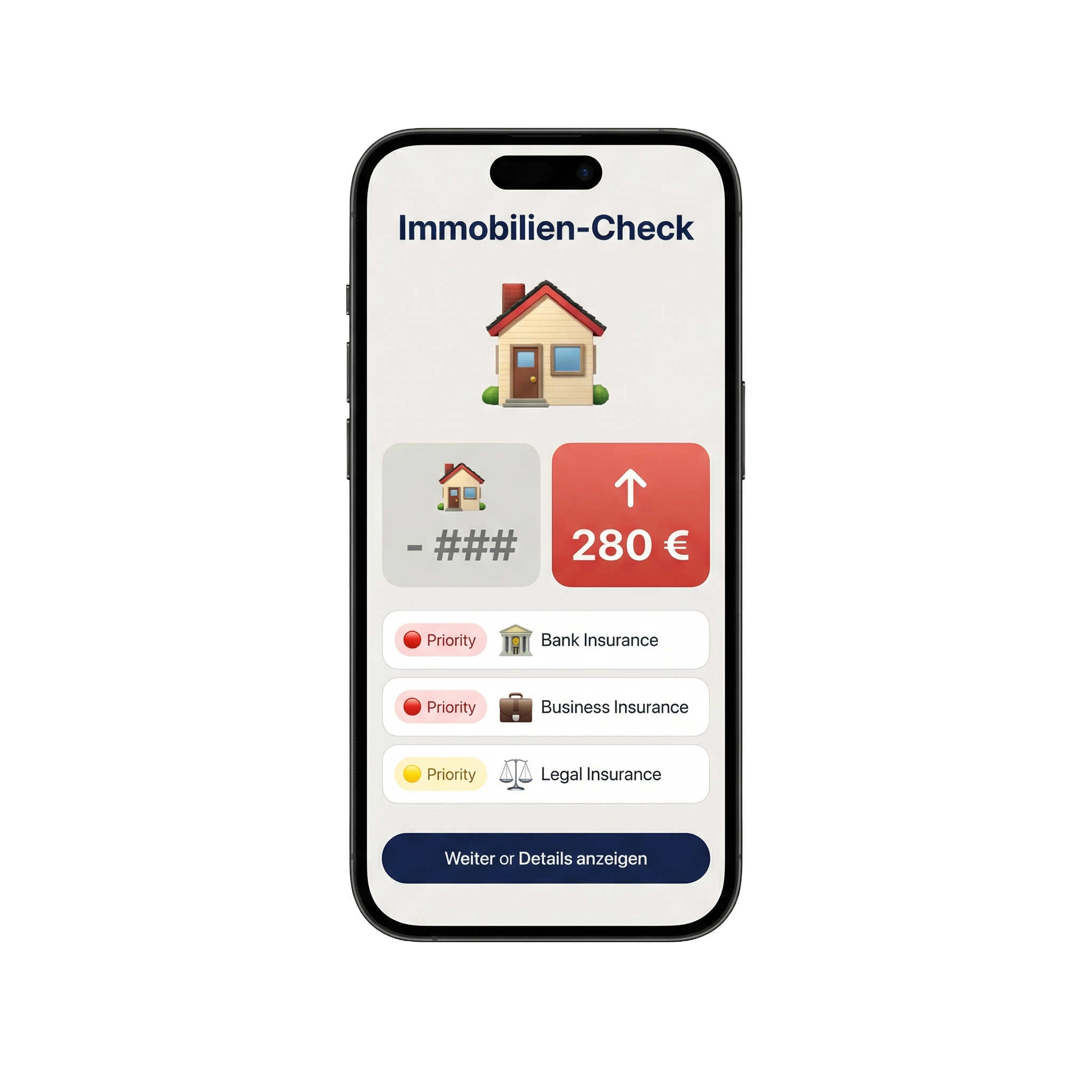 Immobilienabsicherung: Vorschau auf dem Smartphone