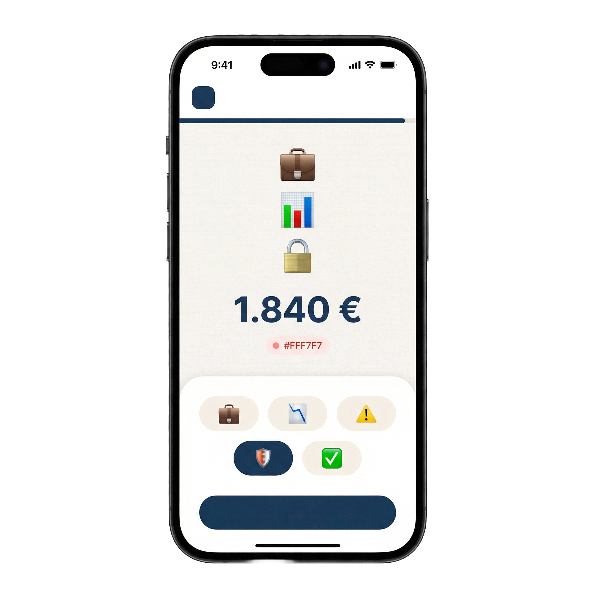 FlowLeads Microsite auf dem Smartphone: Check mit Symbolen, Ergebnis 1.840 € und unterer Aktionsleiste